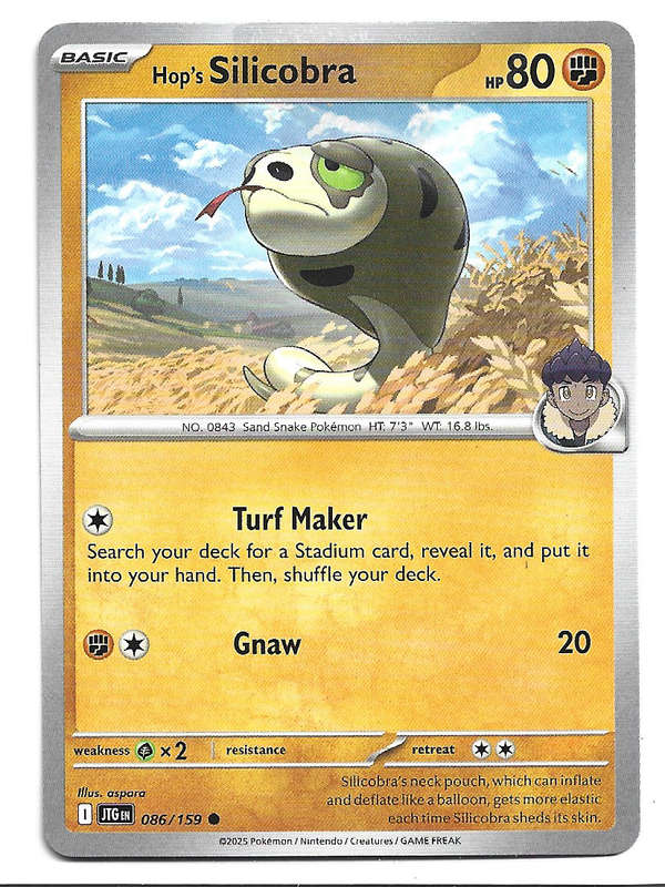 HOP's SILICOBRA - COMMON  86/159 POKEMON TCG JOURNEY TOGETHER TRADING CARD