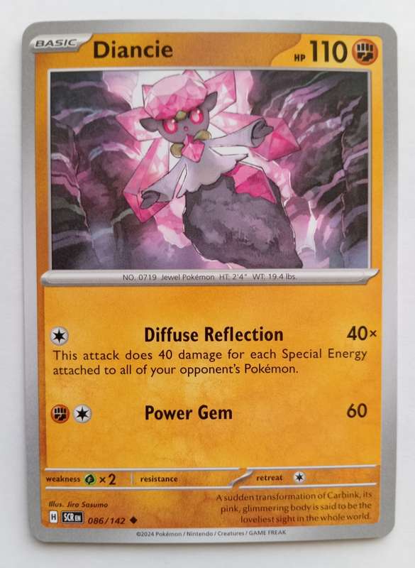 DIANCIE - POKEMON NINTENDO STELLAR CROWN 2024 -  TRADING CARD 86/142