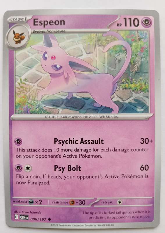 ESPEON -  COMMON  86/197  POKEMON TCG OBSIDIAN FLAMES TRADING CARD