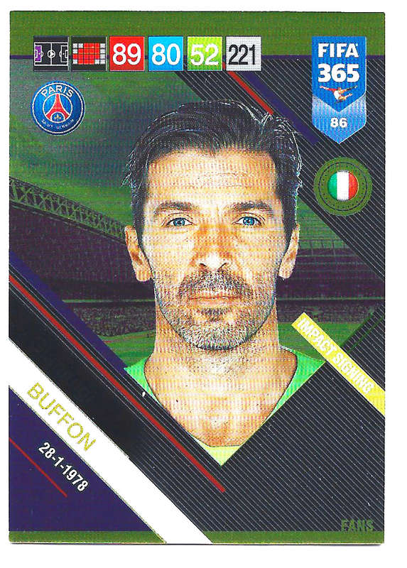 GIG BUFFON - PANINI FIFA 365 2019 COLLECTION - FOIL `FANS FAVOURITE` TRADING CARD 86