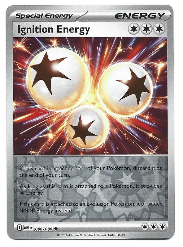 IGNITION ENERGY - REVERSE HOLO  86/86 POKEMON TCG WHITE FLARE TRADING CARD