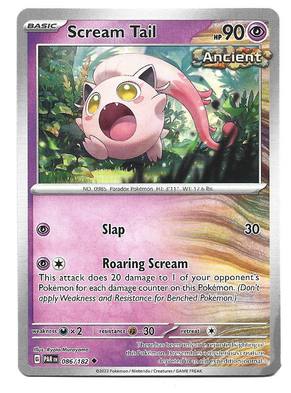 SCREAM TAIL -   COMMON POKEMON PARADOX RIFT  86/182 TRADING CARD