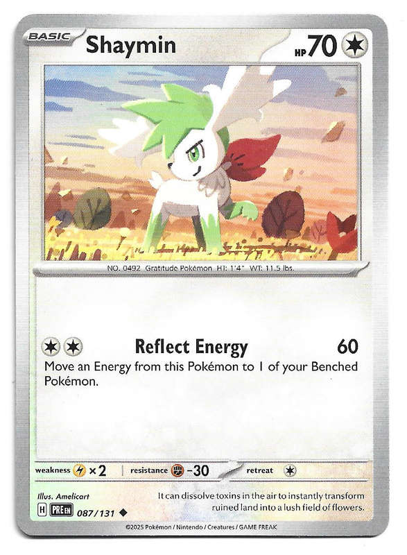 SHAYMIN - COMMON  87/131 POKEMON TCG PRISMATIC EVOLUTIONS  TRADING CARD