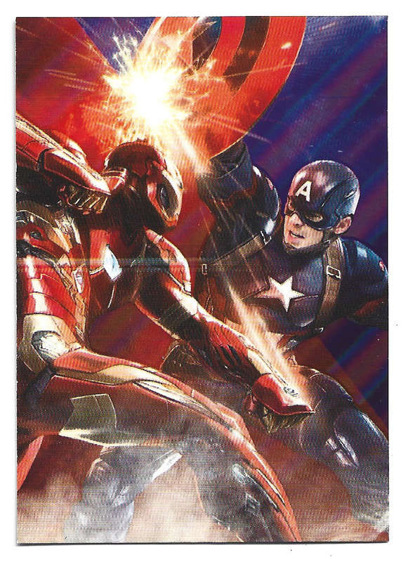 CAPTAIN AMAERICA vs IRON MAN - PANINI MARVEL CIVIL WAR 2016 - FOIL BATTLE TRADING CARD 87