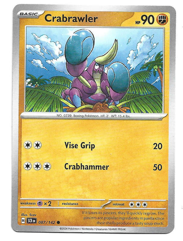 CRABRAWLER -  COMMON 87/142 POKEMON TCG STELLAR CROWN TRADING CARD