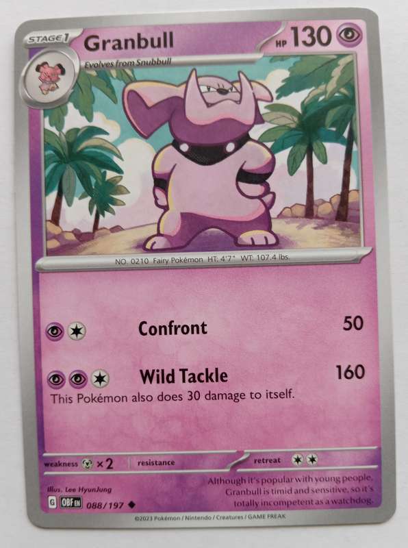 POKEMON CARD - GRANBULL  88/197 COMMON OBSIDIAN FLAMES 2023 - MINT