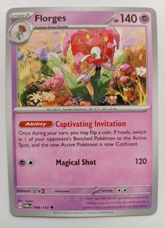 FLORGES - POKEMON NINTENDO TWILIGHT MASQUERADE  - UNCOMMON TRADING CARD 88/167