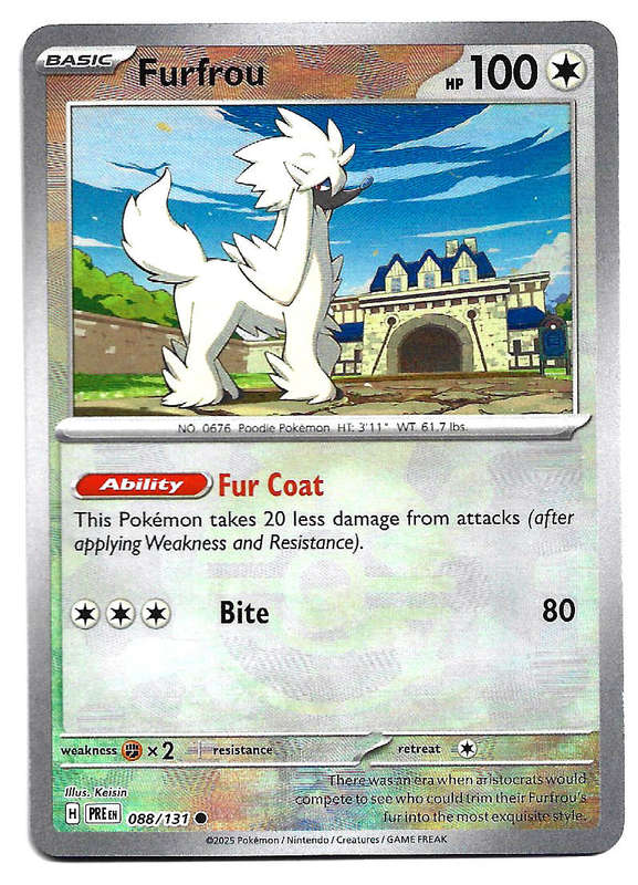 FURFROU - R/HOLO POKE BALL PATTERN  88/131  POKEMON PRISMATIC EVOLUTIONS TRADING CARD
