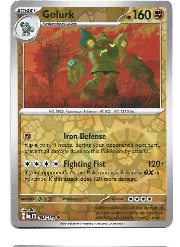 GOLURK - REVERSE HOLO  88/162 POKEMON TCG TEMPORAL FORCES TRADING CARD