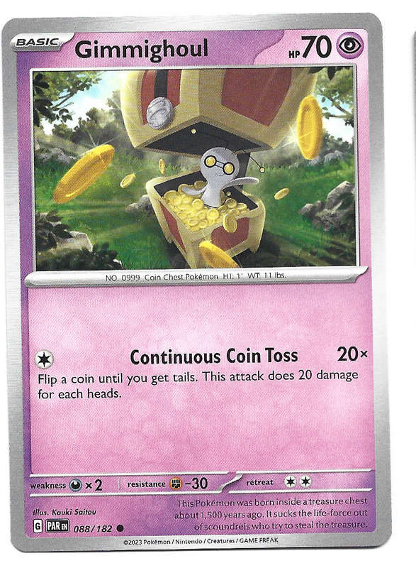 GIMMIGHOUL - POKEMON TCG PARADOX RIFT  88/182  COMMON TRADING CARD
