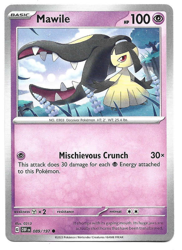 MAWILE -  COMMON   89/197 POKEMON TCG OBSIDIAN FLAMES  TRADING CARD