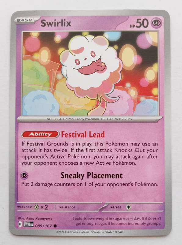 SWIRLIX - POKEMON NINTENDO TWILIGHT MASQUERADE 2024 - COMMON TRADING CARD 89/167