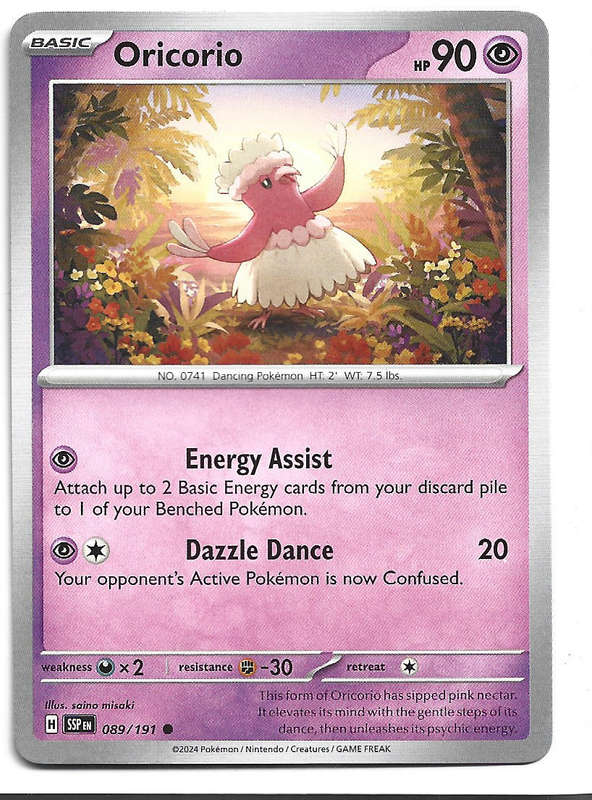 ORICORIO -  COMMON  89/191 POKEMON TCG SURGING SPARKS TRADING CARD