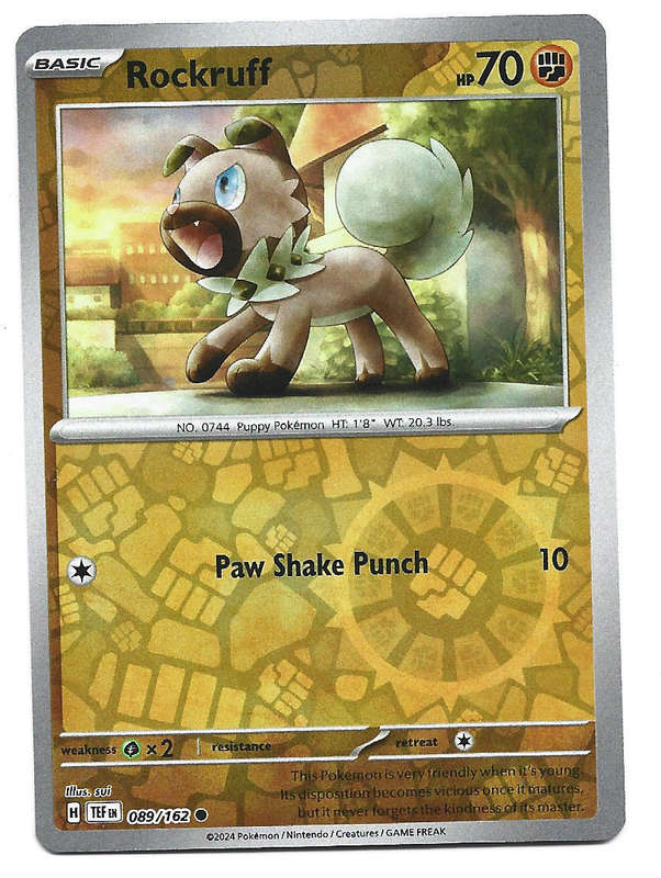 ROCKRUFF - REVERSE HOLO  89/162 POKEMON TCG TEMPORAL FORCES TRADING CARD