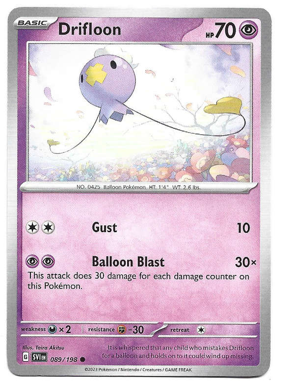DRIFLOON - COMMON  89/198  POKEMON TCG SCARLET & VIOLET TRADING CARD