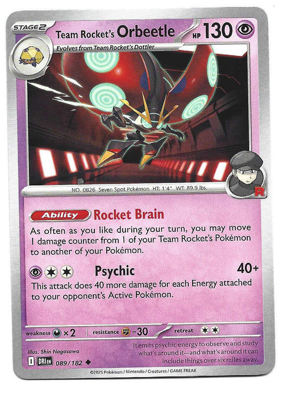 TEAM ROCKET's ORBEETLE - UNCOMMON  89/182  POKEMON TCG DESTINED RIVALS TRADING CARD