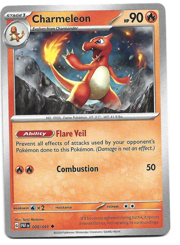 CHARMELEON -  COMMON 8/91 POKEMON TCG PALDEAN FATES  TRADING CARD
