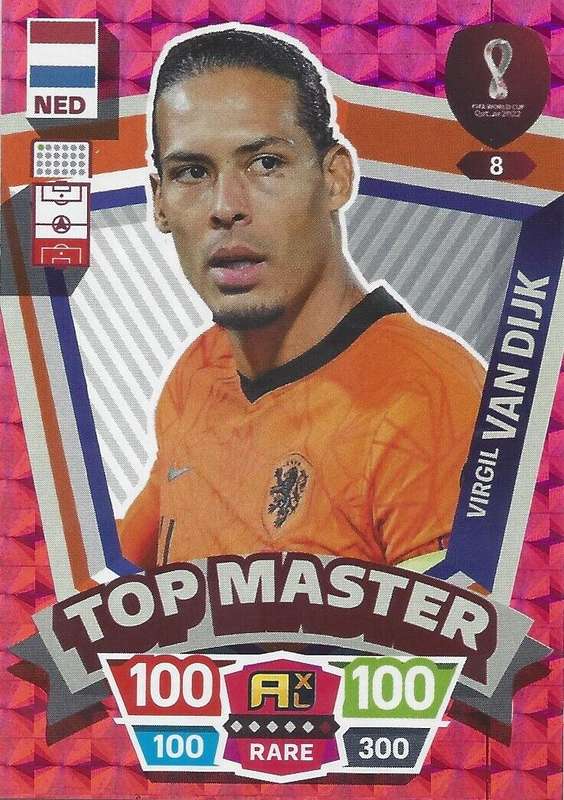 VIRGIL VAN DIJK - PANINI `FIFA WORLD CUP 2022` QATAR - RARE `TOP MASTER` TRADING CARD 8