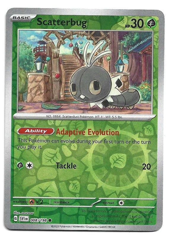 SCATTERBUG - REVERSE HOLO  8/198 POKEMON TCG SCARLET & VIOLET TRADING CARD