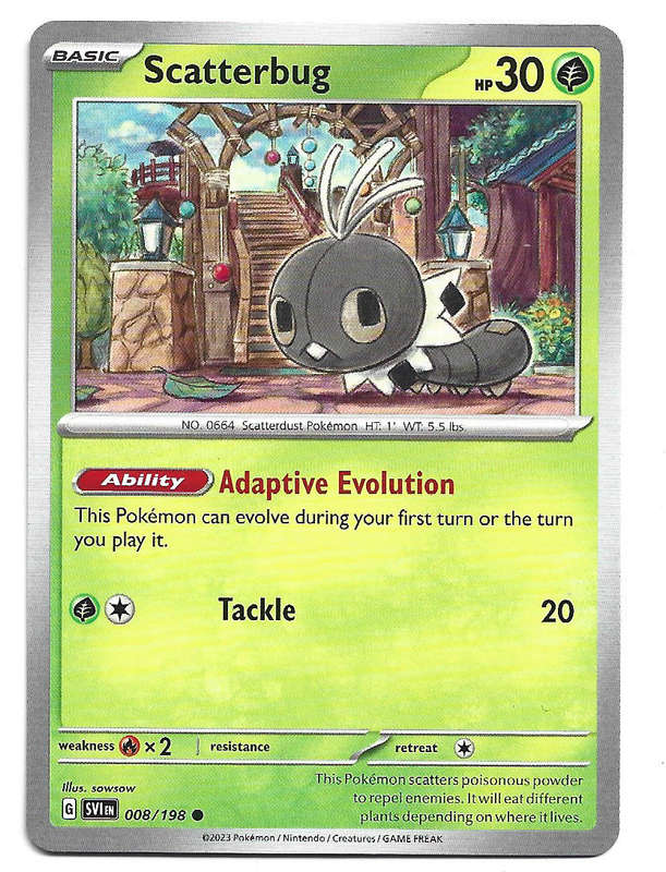 SCATTERBUG - COMMON  8/198  POKEMON TCG SCARLET & VIOLET TRADING CARD