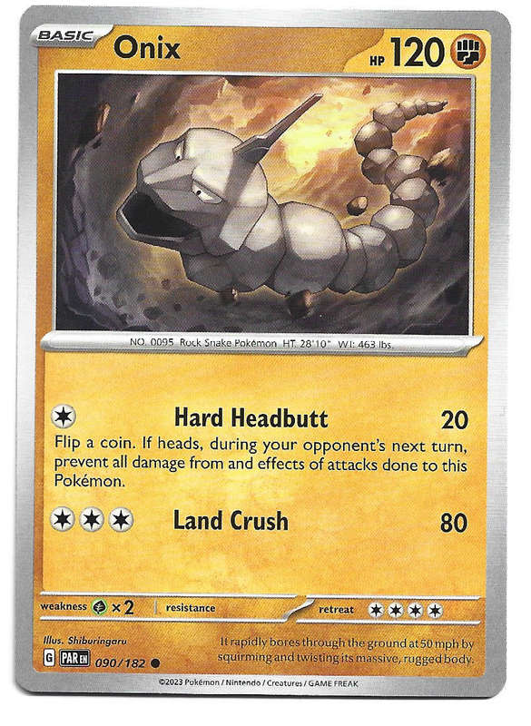 ONIX - COMMON   90/182 POKEMON TCG PARADOX RIFT TRADING CARD