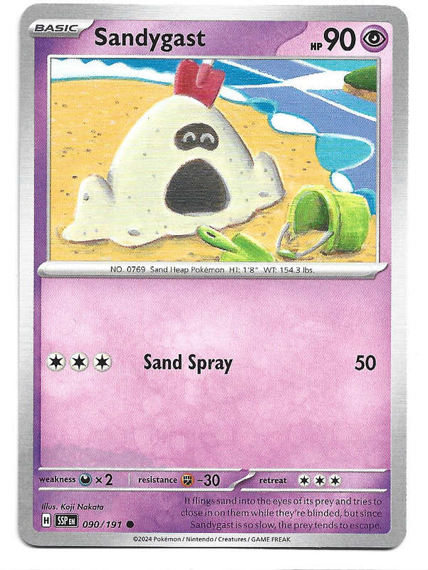 SANDYGAST  - POKEMON TCG SURGING SPARKS  COMMON   90/191 TRADING CARD