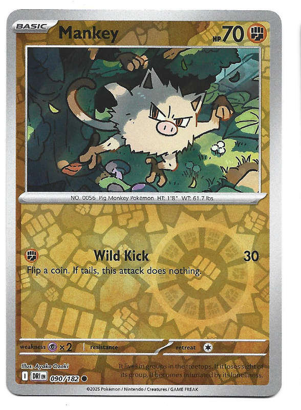 MANKEY  - REVERSE HOLO  90/182  POKEMON TCG DESTINED RIVALS TRADING CARD