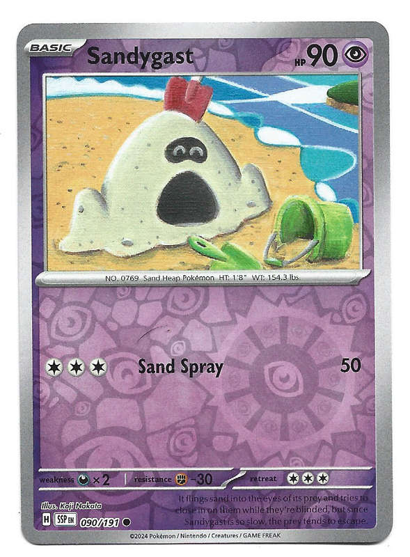 SANDYGAST  - POKEMON TCG SURGING SPARKS  REVERSE HOLO   90/191 TRADING CARD
