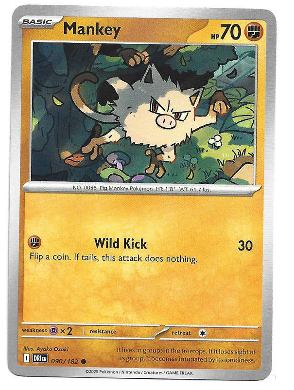MANKEY - COMMON  90/182  POKEMON TCG DESTINED RIVALS TRADING CARD