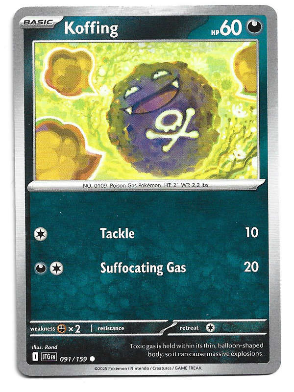 KOFFING - COMMON  91/159 POKEMON TCG JOURNEY TOGETHER TRADING CARD