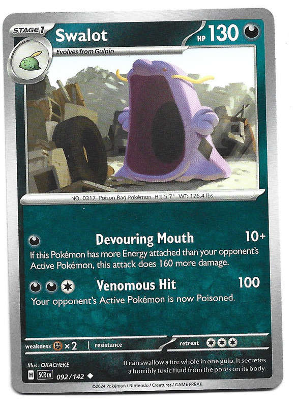 SWALOT -  COMMON  92/142 POKEMON TCG STELLAR CROWN TRADING CARD