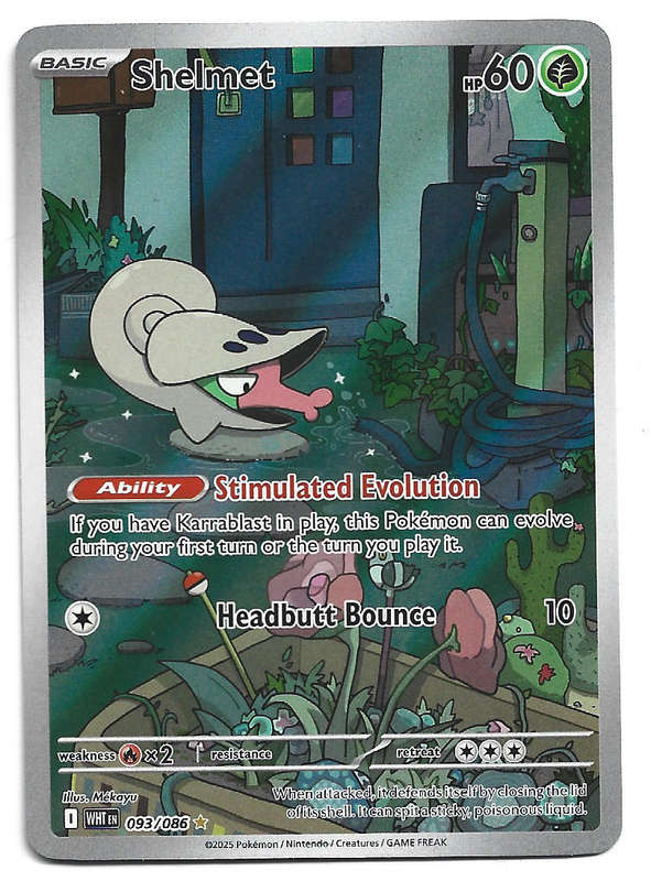 SHELMET - FULL ART ILLUSTRATION RARE  93/86 POKEMON TCG WHITE FLARE TRADING CARD