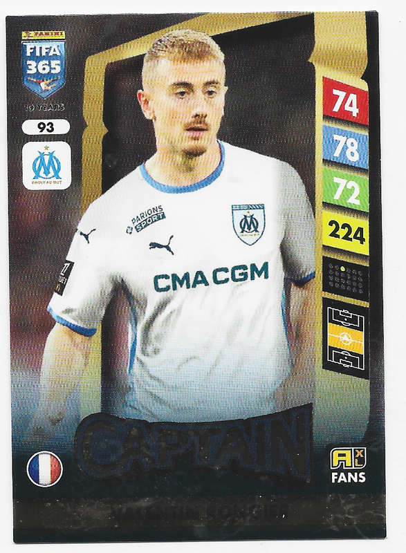 VALENTIN RONGIER - PANINI FIFA 365 COLLECTION 2025 - FOIL "CAPTAIN" TRADING CARD 93