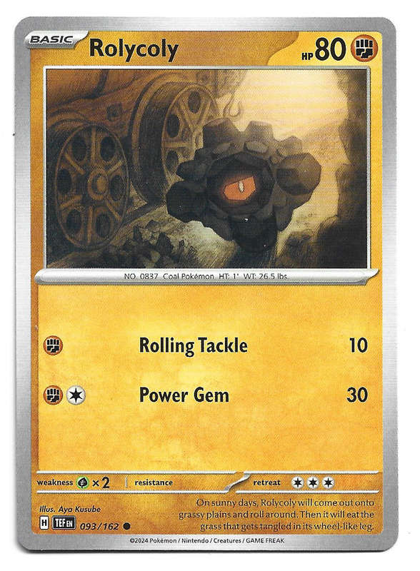 ROLYCOLY - COMMON  93/162 POKEMON TCG TEMPORAL FORCES TRADING CARD