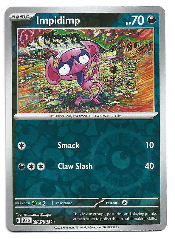 IMPIDIMP -  REVERSE HOLO  94/142 POKEMON TCG STELLAR CROWN TRADING CARD