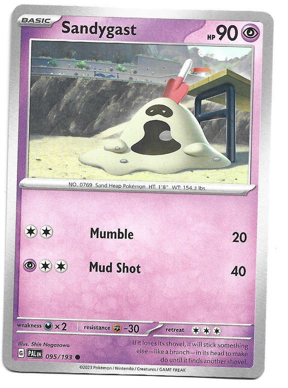 POKEMON CARD - SANDYGAST  95/193 COMMON PALDEA EVOLVED 2023 TRADING CARD - MINT