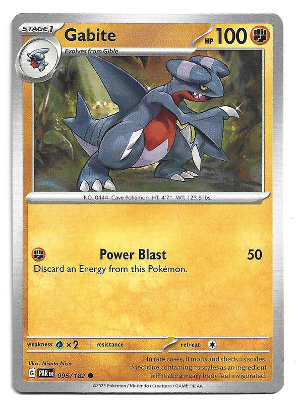 GABITE - POKEMON TCG PARADOX RIFT  95/182  COMMON TRADING CARD