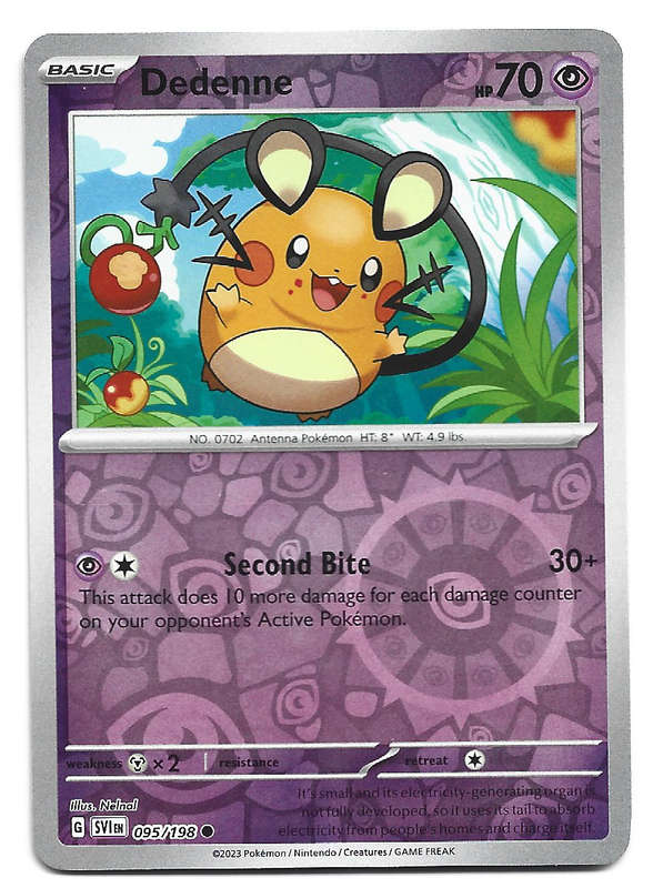 POKEMON CARD - DEDENNE  95/198 REVERSE HOLO SCARLET & VIOLET TRADING CARD - MINT