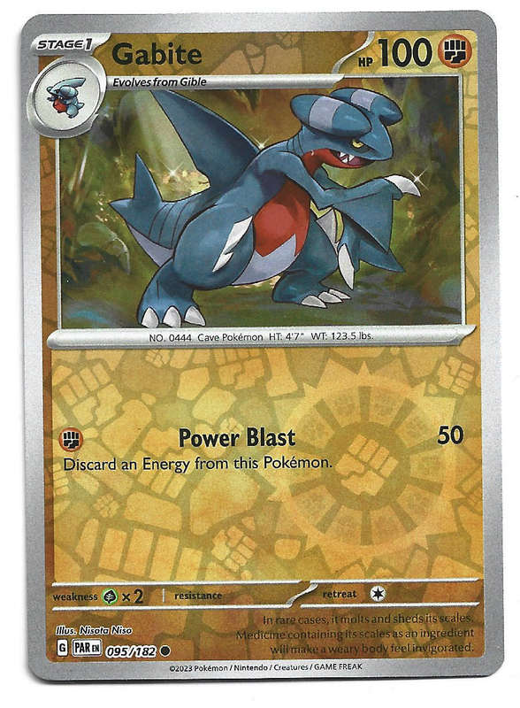 GABITE - REVERSE HOLO  95/182 POKEMON TCG PARADOX RIFT TRADING CARD