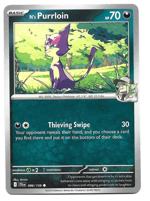 N's PURRLOIN - COMMON  96/159 POKEMON TCG JOURNEY TOGETHER TRADING CARD