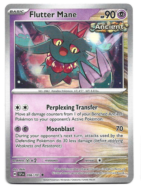 FLUTTER MANE  - POKEMON TCG SURGING SPARKS  COMMON   96/191 TRADING CARD