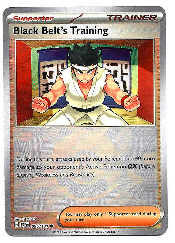 BLACK BELT TRAINNING  - R/HOLO POKE BALL PATTERN  96/131  POKEMON PRISMATIC EVOLUTIONS TRADING CARD