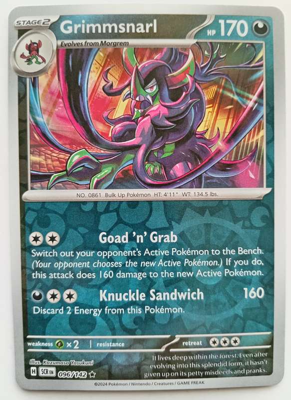 GRIMMSNARL - REVERSE HOLO  96/142 POKEMON TCG STELLAR CROWN TRADING CARD