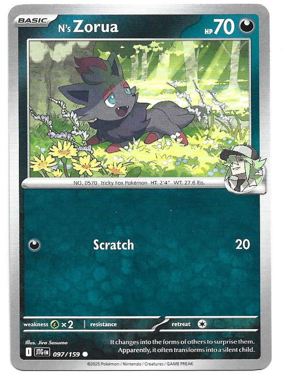 N's ZORUA - COMMON  97/159 POKEMON TCG JOURNEY TOGETHER TRADING CARD