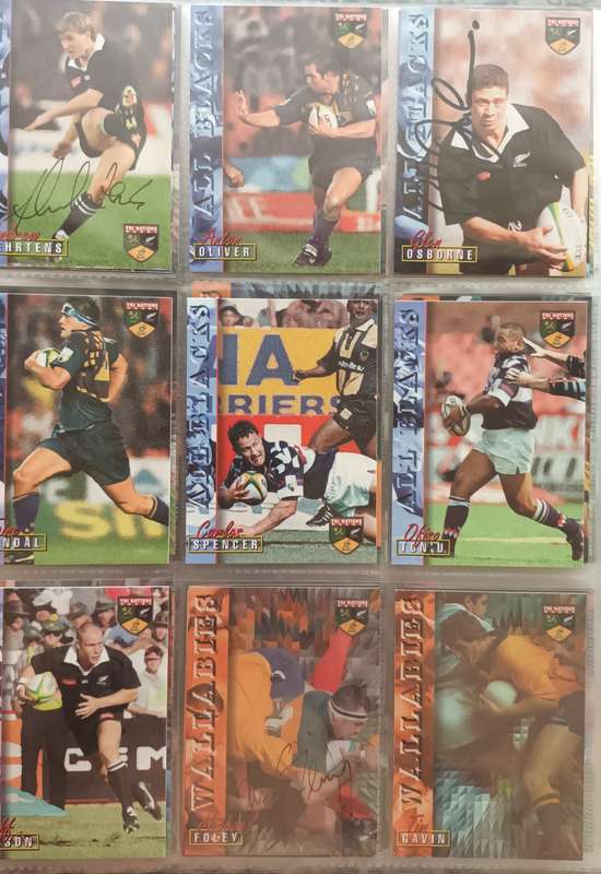 RUGBY CARD COLLECTION 1997 PANINI -Complete Full Set of 117 Rugby Trading Cards in collectors Binder
