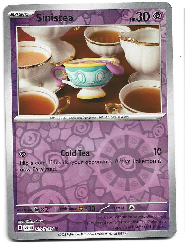 SINISTEA - REVERSE HOLO  97/197  POKEMON TCG OBSIDIAN FLAMES TRADING CARD