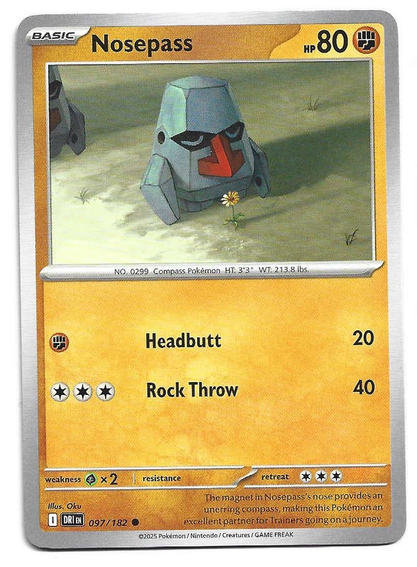 NOSEPASS - COMMON  97/182  POKEMON TCG DESTINED RIVALS TRADING CARD