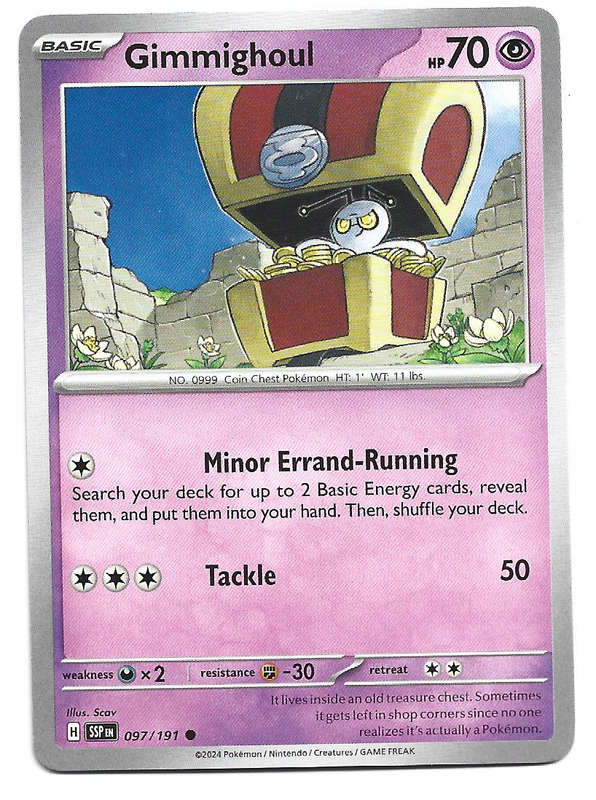 GIMMIGHOUL  - COMMON  97/191 POKEMON TCG SURGING SPARKS TRADING CARD