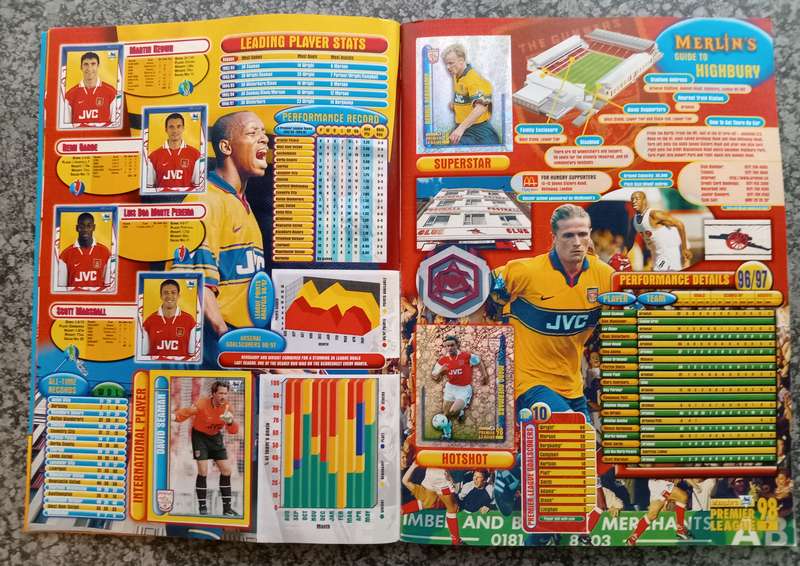 MERLIN Premier League sticker collection 1998 - COMPLETE 504 STICKER COLLECTION in OFFICAL BOOK
