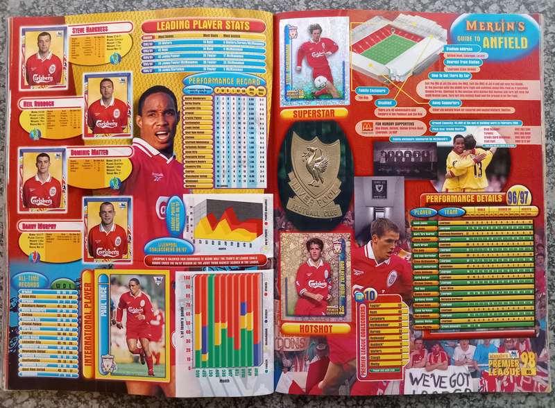 MERLIN Premier League sticker collection 1998 - COMPLETE 504 STICKER COLLECTION in OFFICAL BOOK